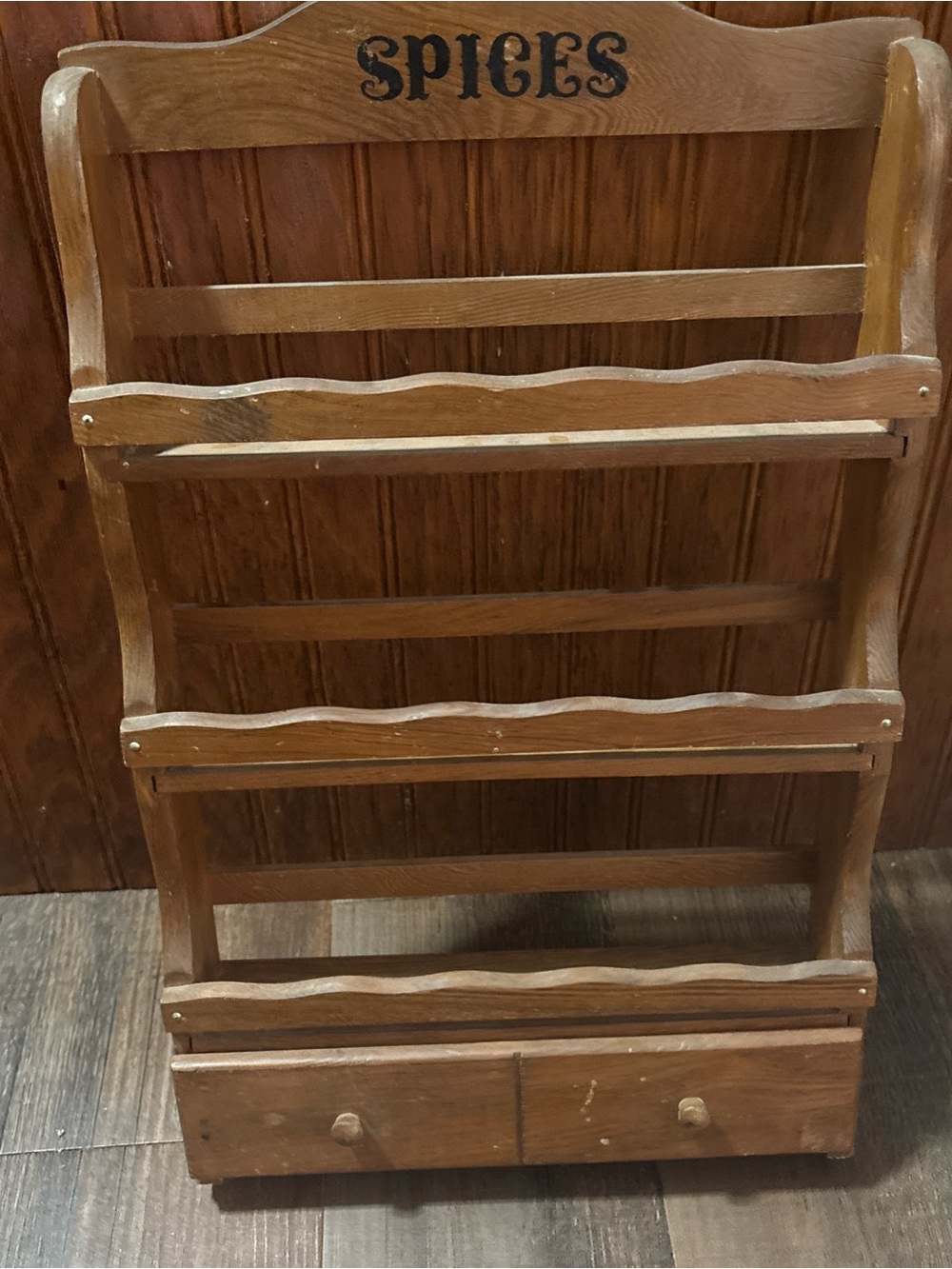 Wooden 'Spices' Wall Rack in Brown
